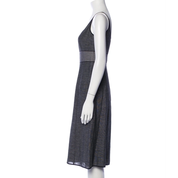 Narciso Rodriguez Scoop Neck Wool and Linen Midi Dress in Gray and Black Size 4 - Picture 3 of 11